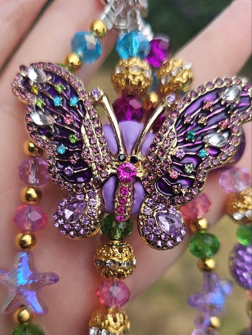 Handcrafted Purple Butterfly Beaded Charm - Picture 3 of 7